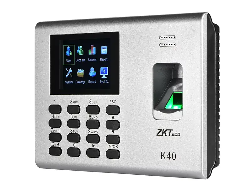 Control de acceso y registro de asistencia para empresas – Capacidad 3,000 huellas y tarjetas – ZKTeco – K40