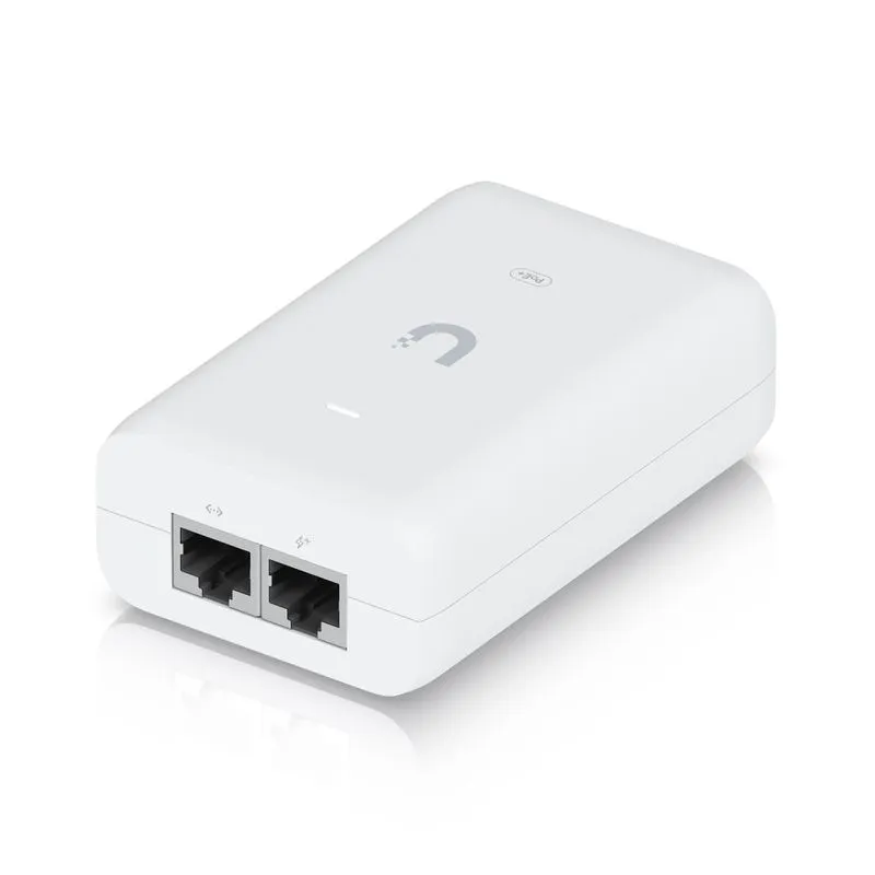 Adaptador PoE+ para suministrar energía a dispositivos de red en oficinas y hogares – 48V DC 0.65A – Ubiquiti – U-POE-at