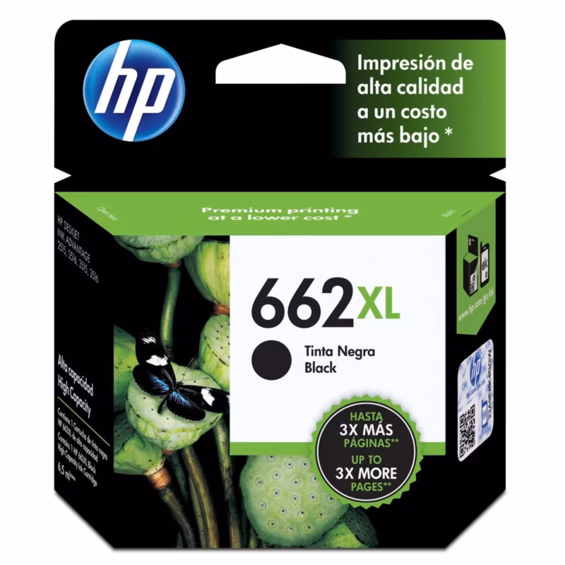 Cartucho de Tinta HP 662XL Negra Original - Cz105al